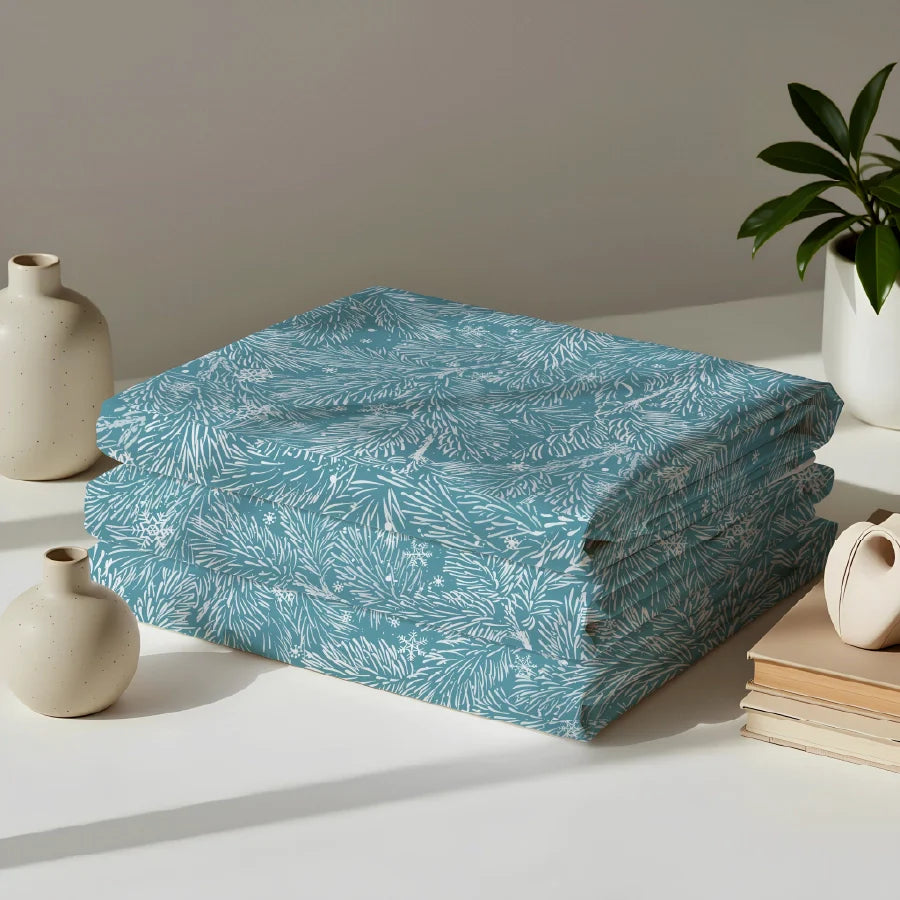 Bedsheet Set | Snowy Drift | 100% Cotton Single Size Bedsheet with 1 Pillow Case