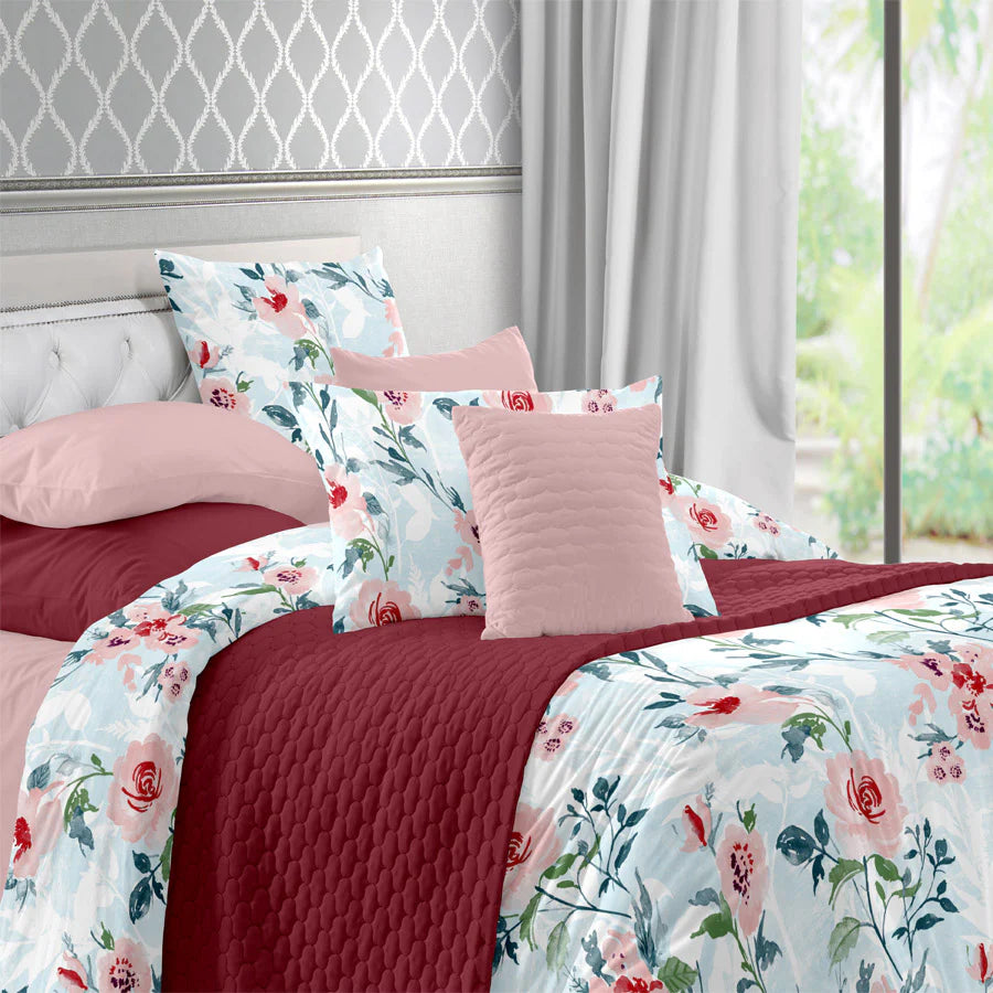 Comfort Bundle | Bedsheet Set with Quilt & Pillows | Soft Camellias