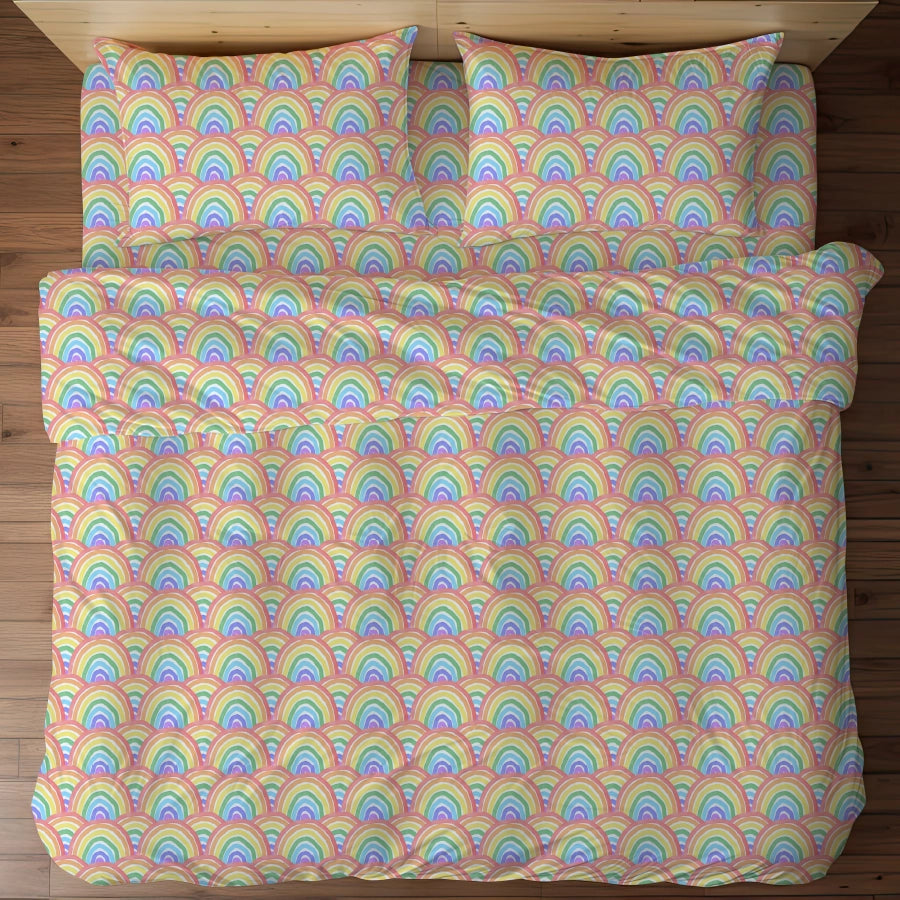 Bedsheet Set | Sunbeam Smiles | 100% Cotton King Size Bedsheet + 2 Pillow Cases