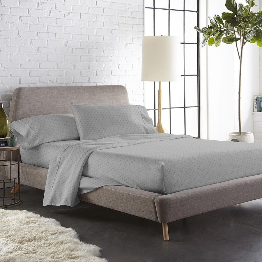 Fitted Bedsheet Set | Swiss Dot | 100% Cotton Bedsheet + 2 Pillow Cases [Sizes: King Bedsheets & Queen/ Double Bedsheets] | 300TC