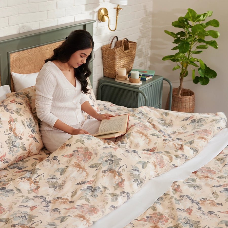 Duvet Cover | Vintage Rustic Flowers | 100% Cotton | Size : Double