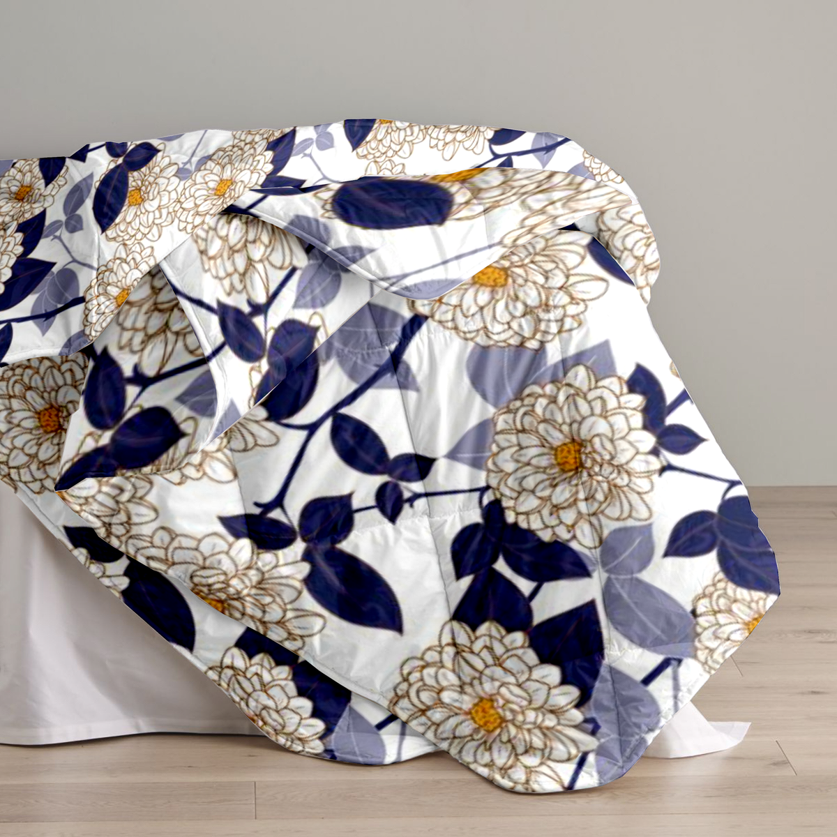Quilt / AC Comforter | Size: Double | Dahlia Range Dark Blue